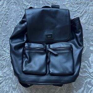 DKNY Black Soft Leather Backpack
